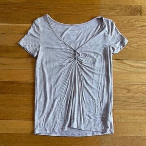 Light pink and White striped T-Shirt blouse, Small, Barely worn, American Eagle